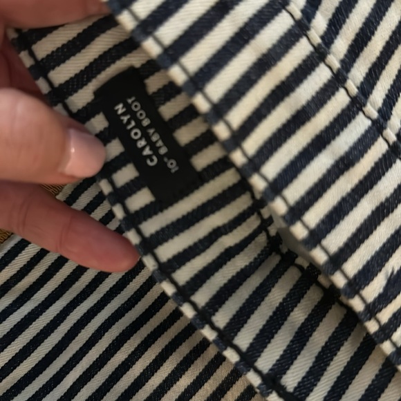 Veronica Beard navy white stripe Carolyn 10 in baby boot cut jean - Picture 5 of 6